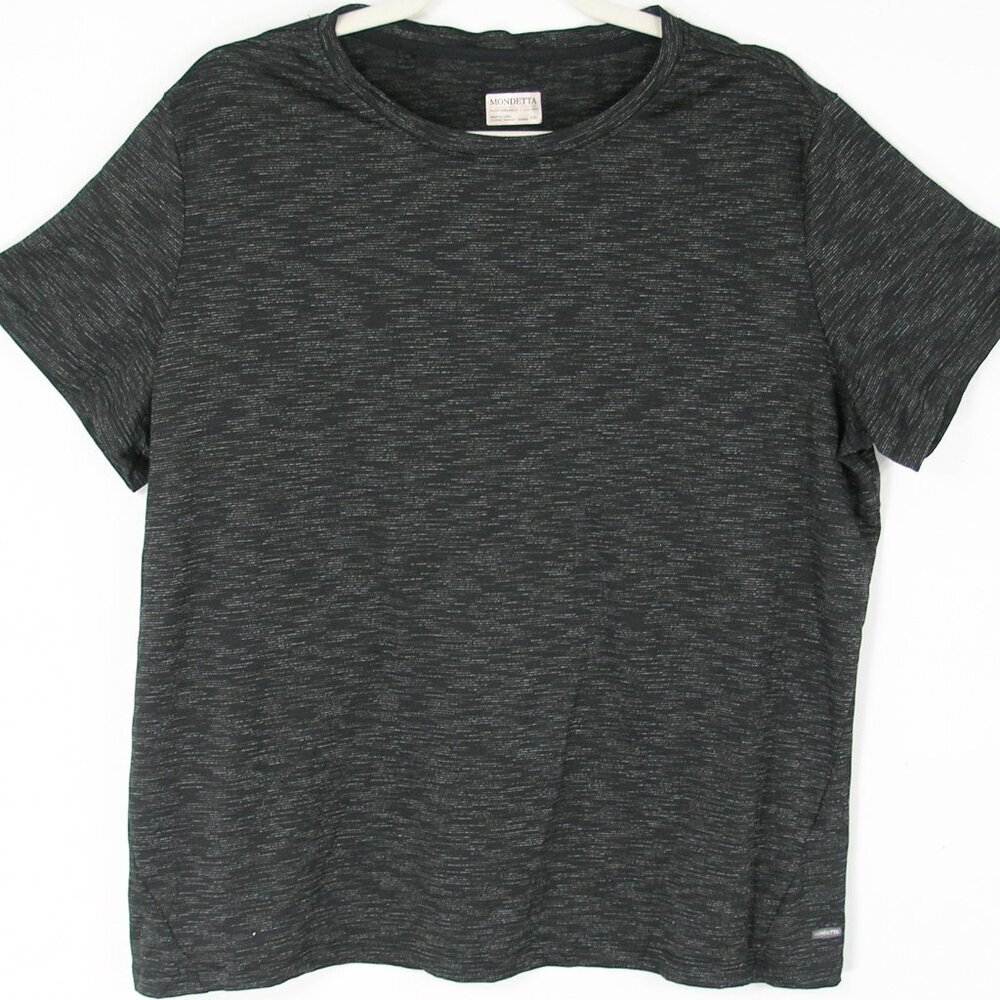 Mondetta Crewneck Short Sleeve Tee Shirt Black w/ blue & white stripes 2XL